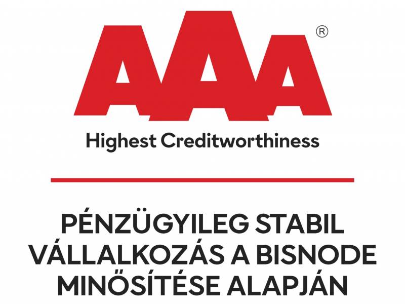 A Bisnode "AAA" Tanúsítványra a magyar cégek 0,63 %- a jogosult, mely azt jelenti, hogy a minősített cég pénzügyi kockázata rendkívűl alacsony